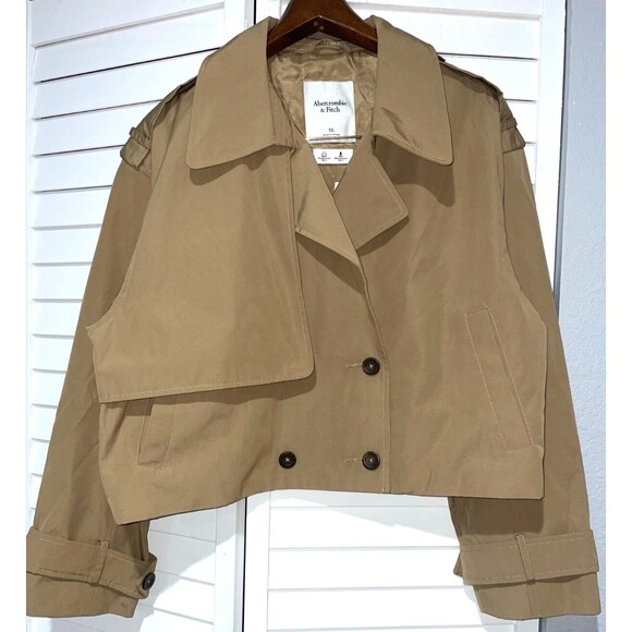 Abercrombie & Fitch Women's Relaxed Short Trench Coat size XL NWT Caramel - Picture 11 of 11